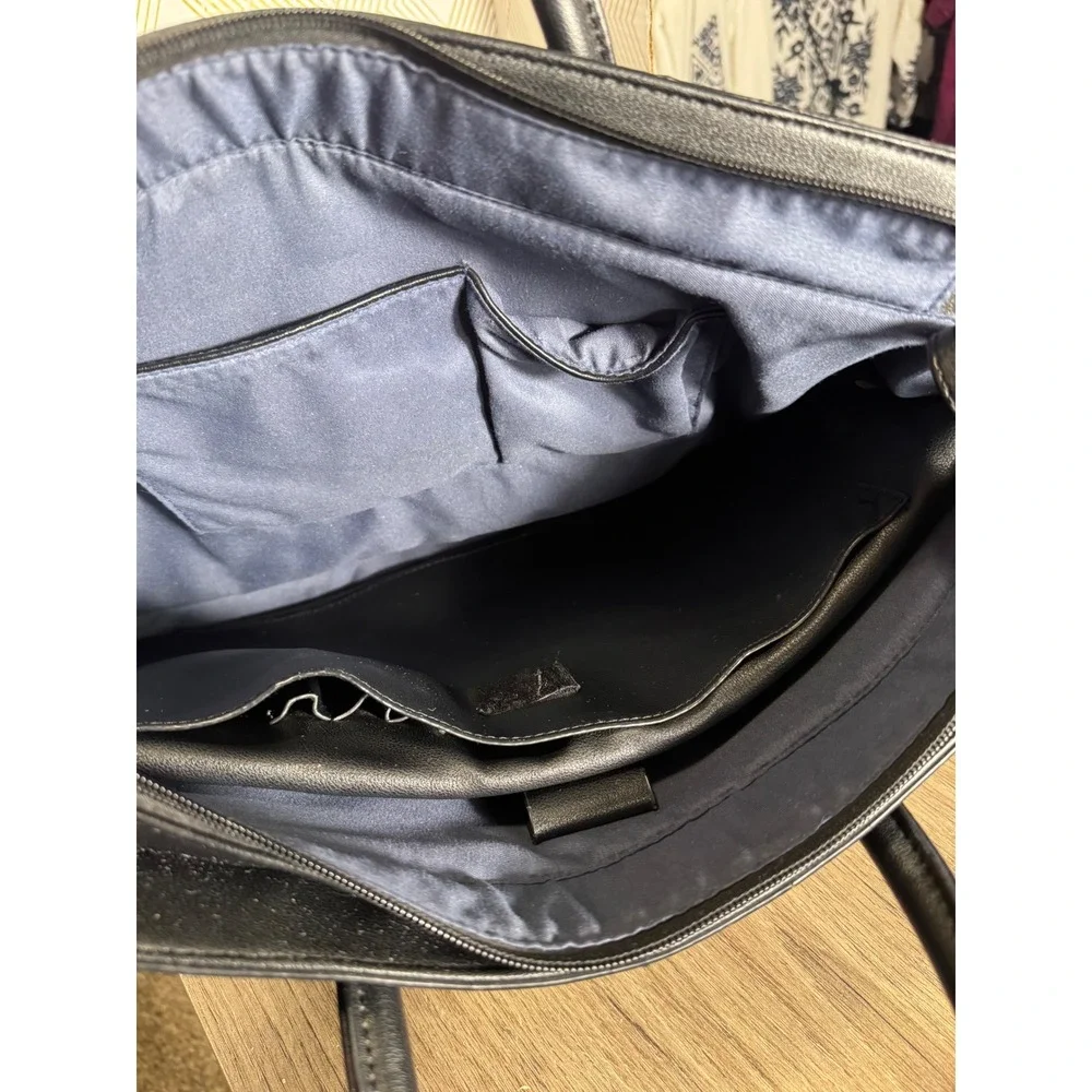 Pixie Mood Greta Work Tote Bag Black Vegan Leather Laptop Briefcase Crossbody